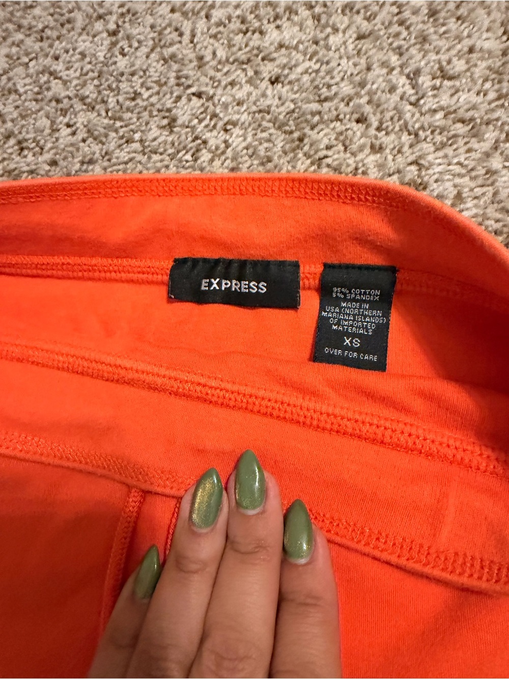 Express Bright Orange Drawstring Ruffle Mini Skirt - Picture 2 of 2